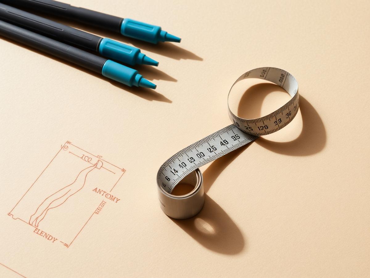 Surgical markers and measuring tape on planning paper
